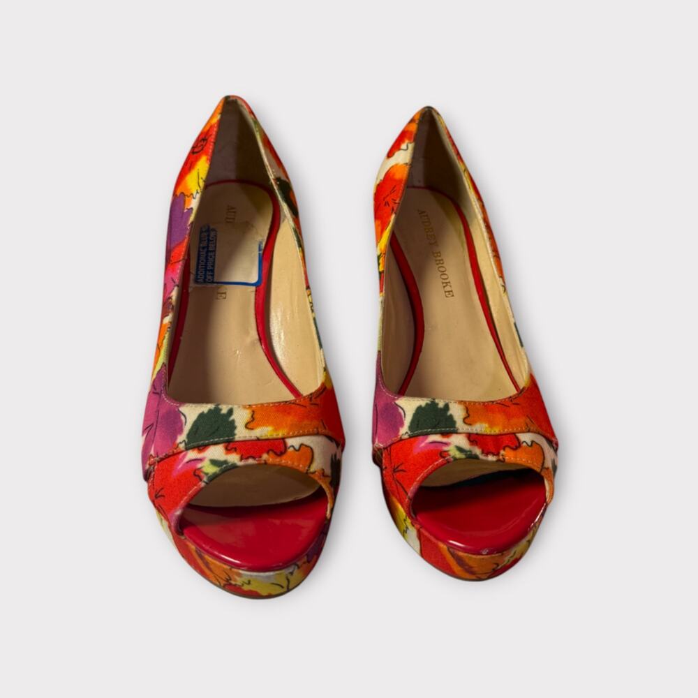 Colorful Floral Peep Toe Heels – Audrey Brooke | Size 8M